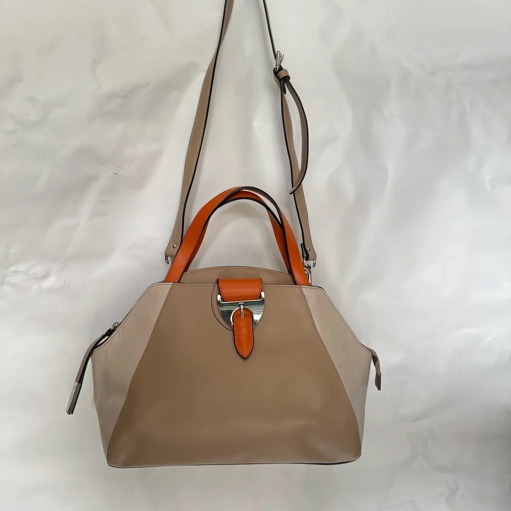 Nicoli // grey, orange structured shoulder bag cm