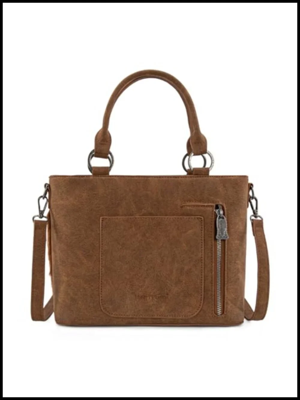 Genuine Hair-On Cowhide Western Tote Bag with Boot Stitch