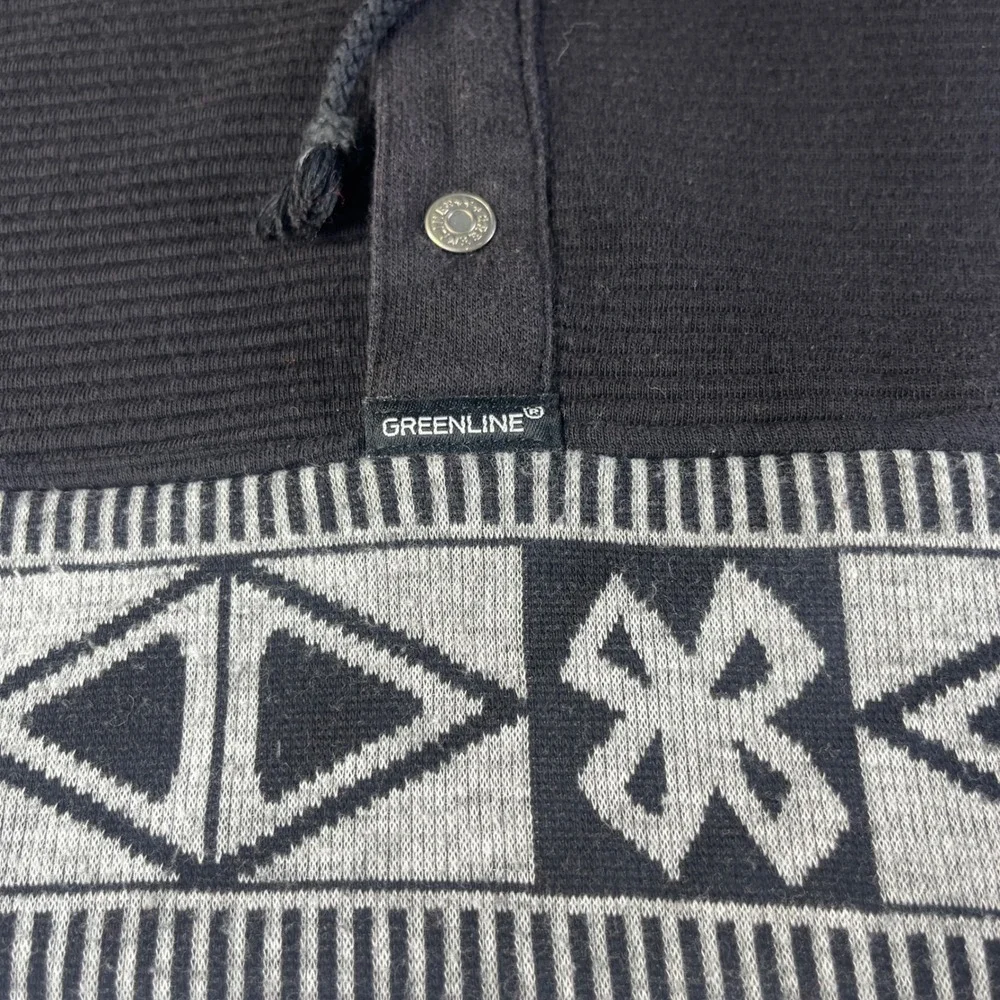 Vintage Greenline International Mens‎ XL Aztec Geometric Henley Sweatshirt