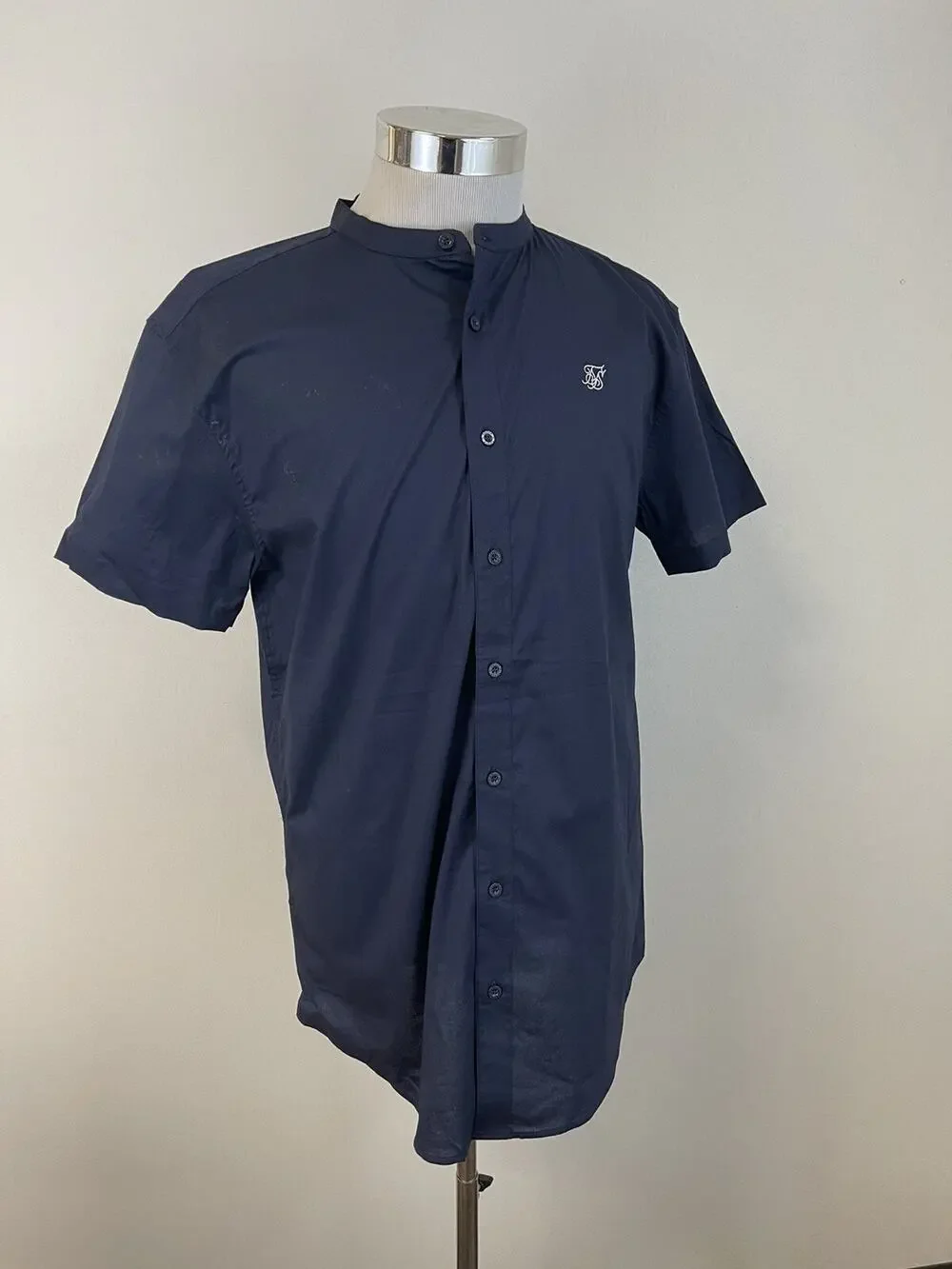 Siksilk Shirt Mens XS Button Up Blue Floral Short Sleeve Sik Silk Cotton N116