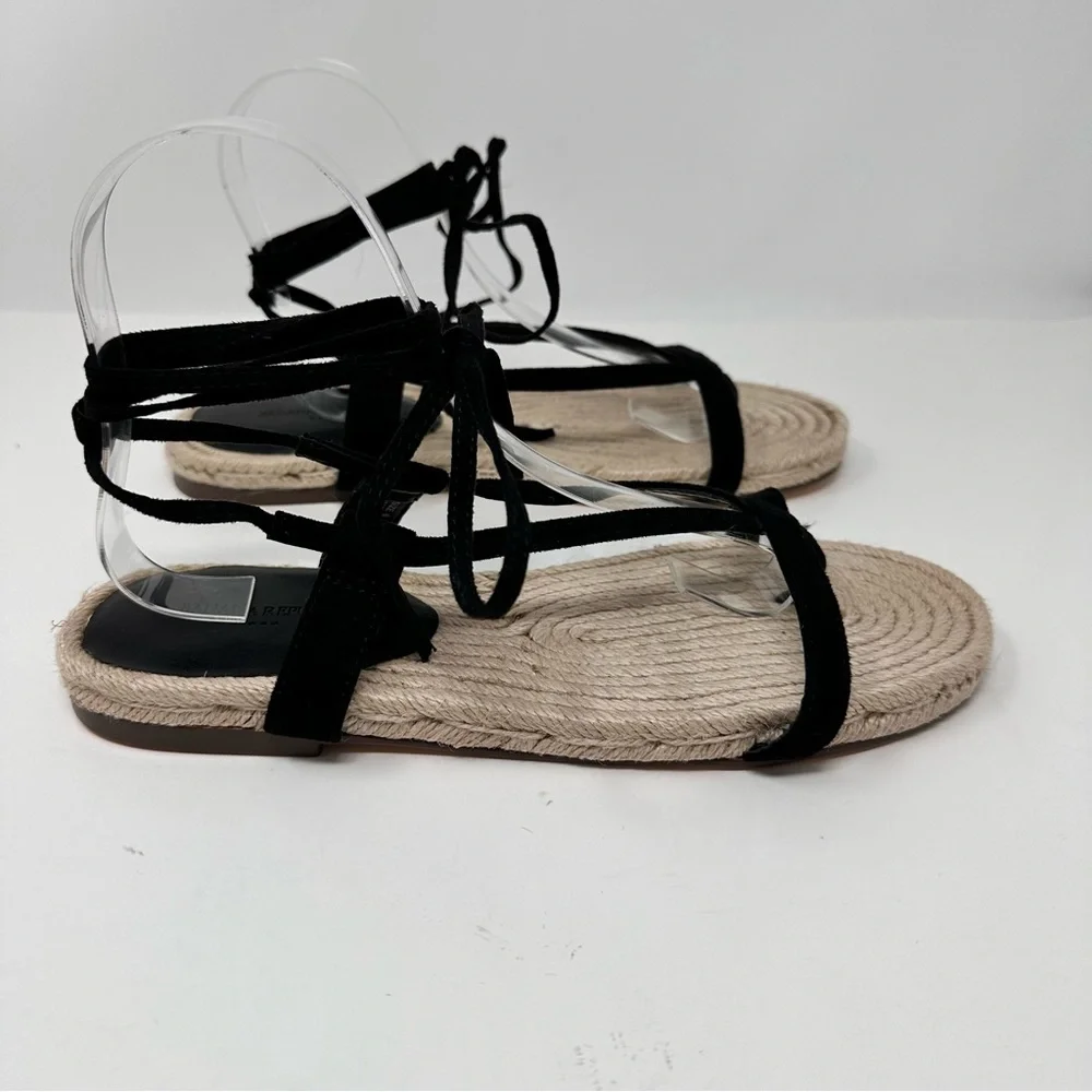 Banana Republic Leather Gladiator Strappy Espadrille Flat Sandal Black Size 8