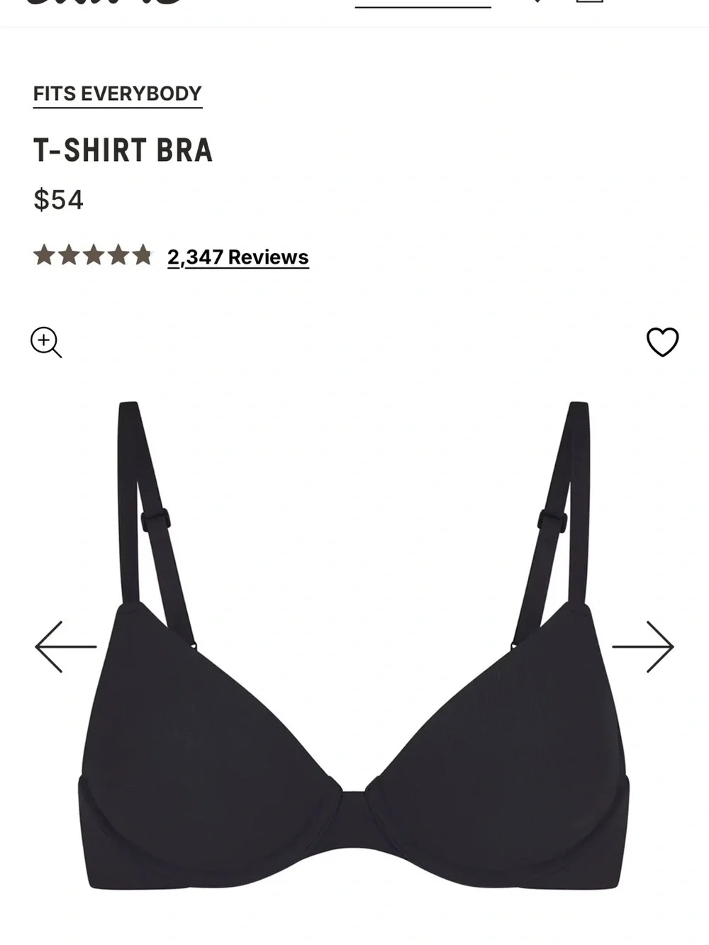 SKIMS Black T-Shirt Bra