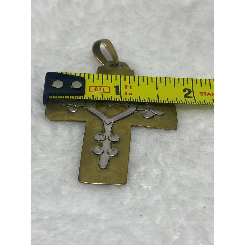 VTG Jeep Collins Sterling Silver Brass‎ Cross Religious Pendant Christmas Gift