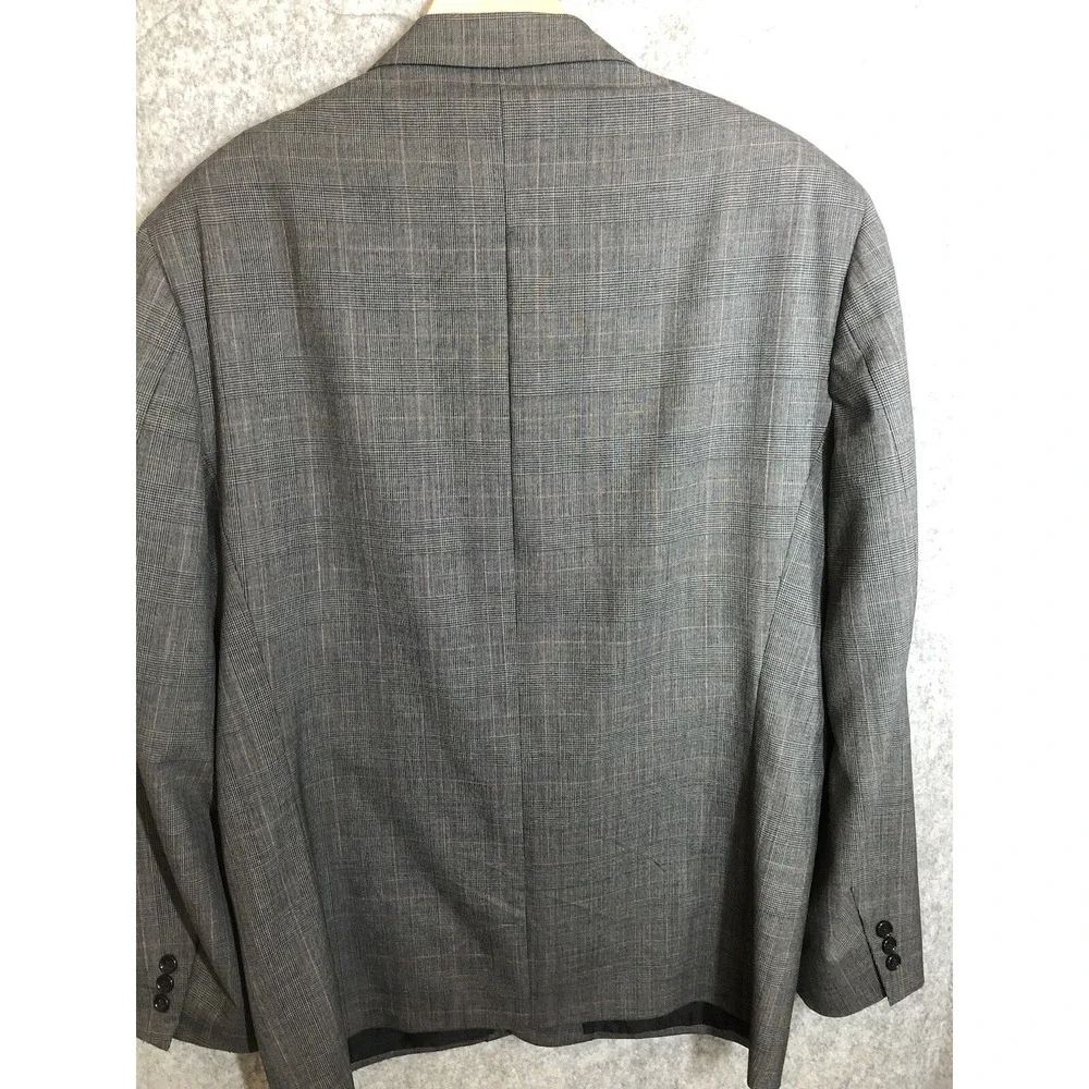 Gerald Austin Suit Gray Check 46R Wool Blazer Sport Coat  36 Trouser Business