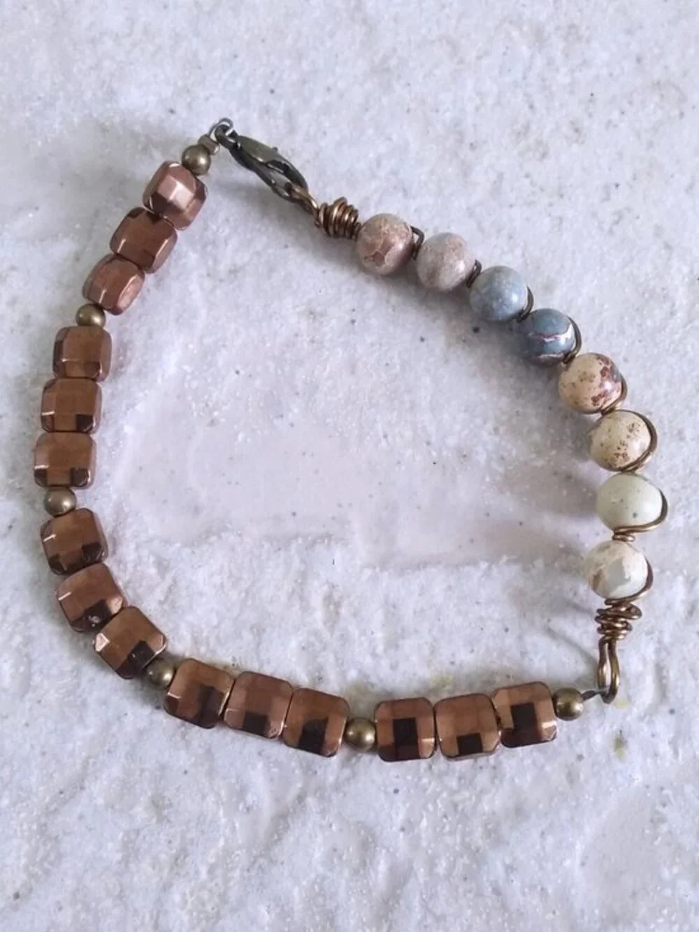 Dreamy Understated Stone & Tile Bracelet ~ 7-7.5