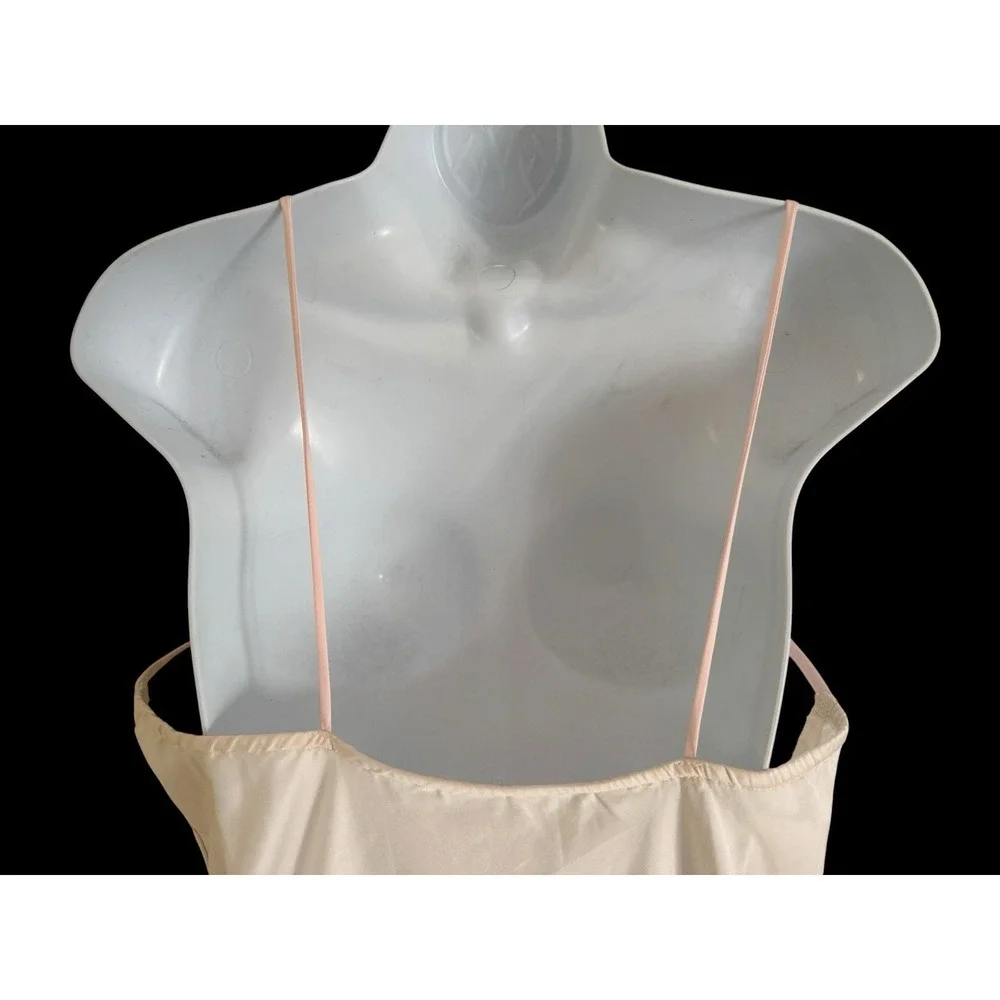 Vtg 80s Natori Slip Dress M Ivory Embroidered‎ Ivory Floral Applique Coquette