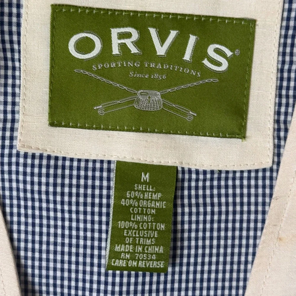 Orvis Hemp Organic Cotton Vest Mens M Gigham Plaid lined Heritage Minimalist‎
