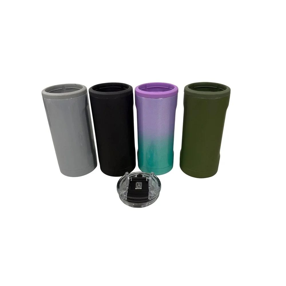 Brumate Hopsulator Slim 12oz Can Cooler Bundle Set of 4 with Lid colorful