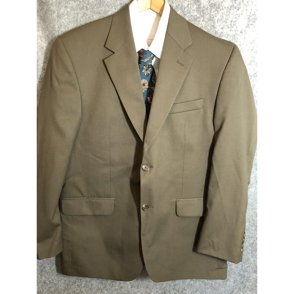 Chaps Blazer Mens 42R Brown 100% Wool Suit Coat Jacket Career Classic