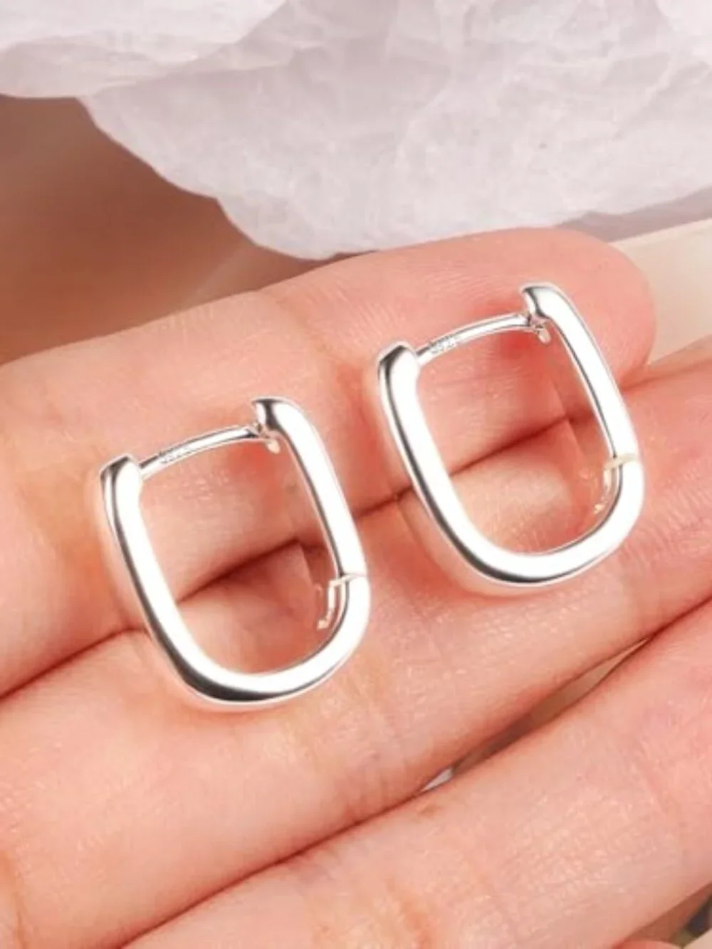Sterling Silver Earrings Small Chunky Silver Earrings for Women Trendy‎ Small