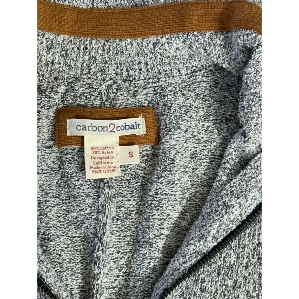 Carbon2Cobalt Mens Small Grey Marled Quarter Zip Cotton Blend Sweater‎ Mock Neck