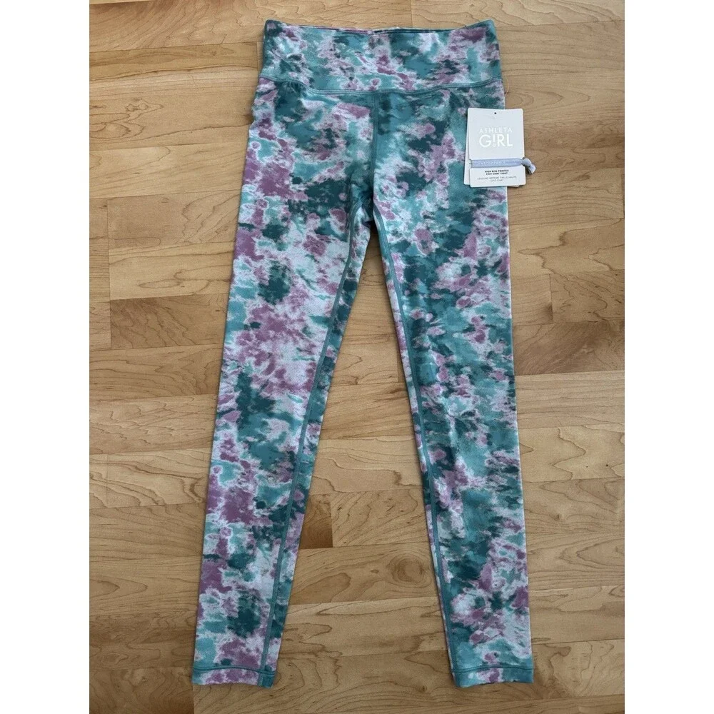 NEW Athleta‎ Girl High Rise Printed Chit Chat Tight Size Large 12