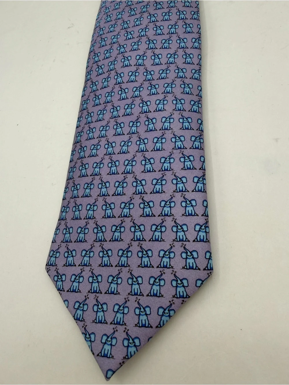 Pelican‎ Coast Lavender Tie with Blue Elephant Pattern