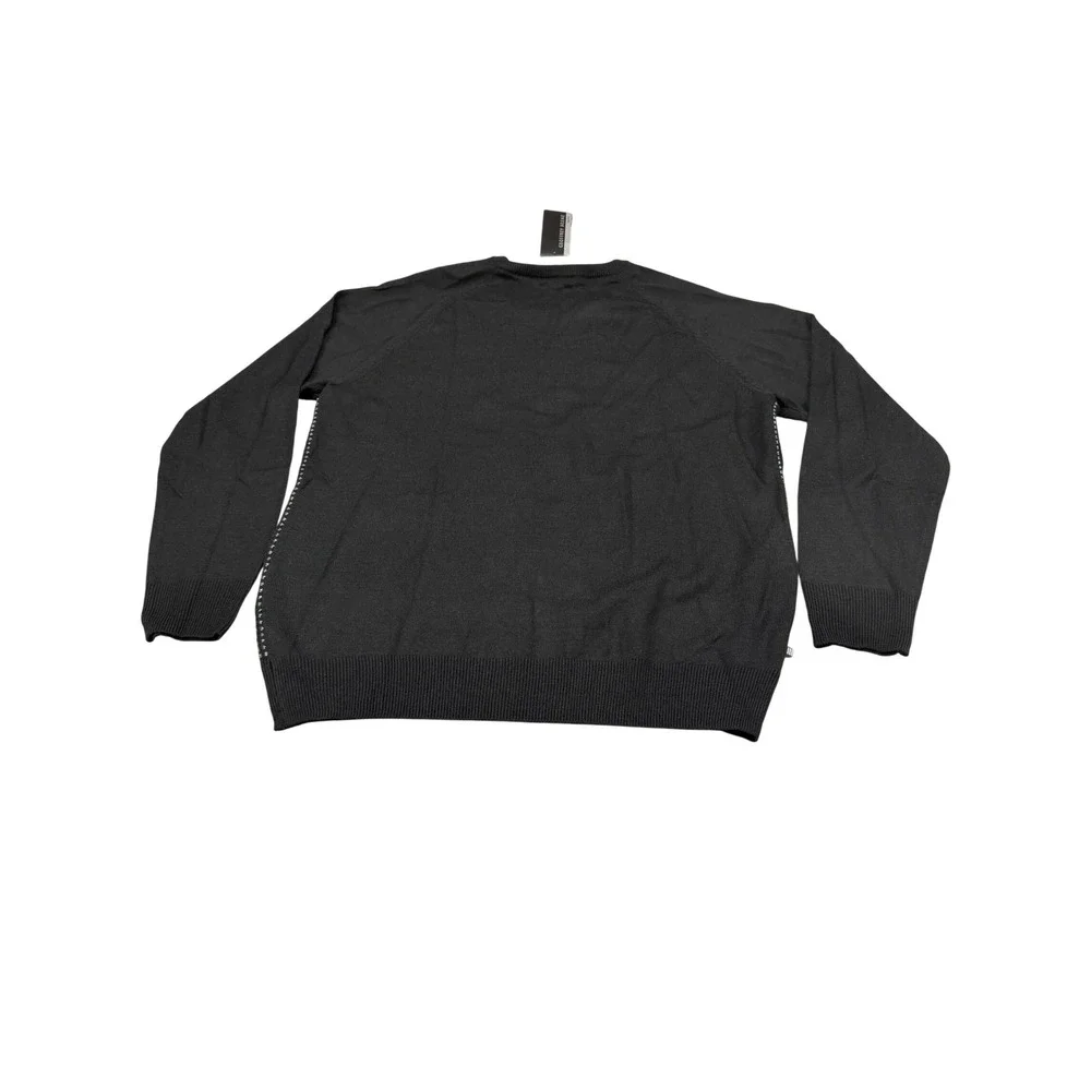 Geoffrey Beene Mens Black Textured Micro Dot Crewneck Sweater NWT L MSRP $65