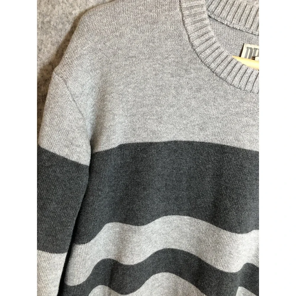 Duluth Trading Co Sweater Mens XL Gray Stripe Crewneck Pullover Knit Casual