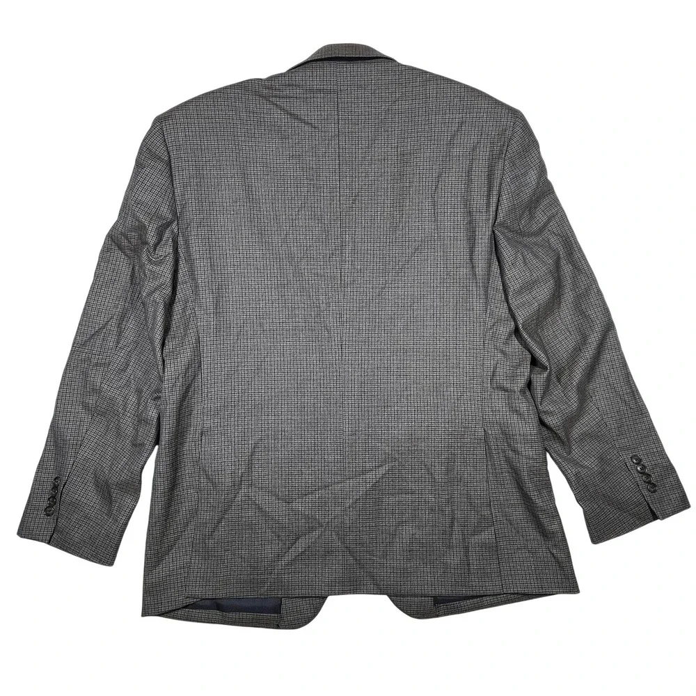 Jos A Bank Traditional Fit Wool Blazer Mens 46R Grey Blue Houndstooth Sport Coat