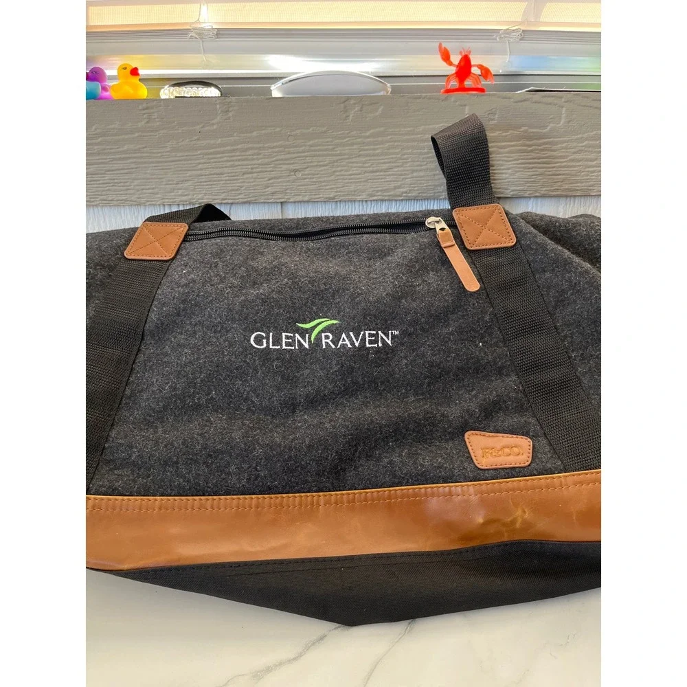 Glen Raven Field & Co.‎ Duffle Bag Travel Wool Blend Leather Trim Weekend