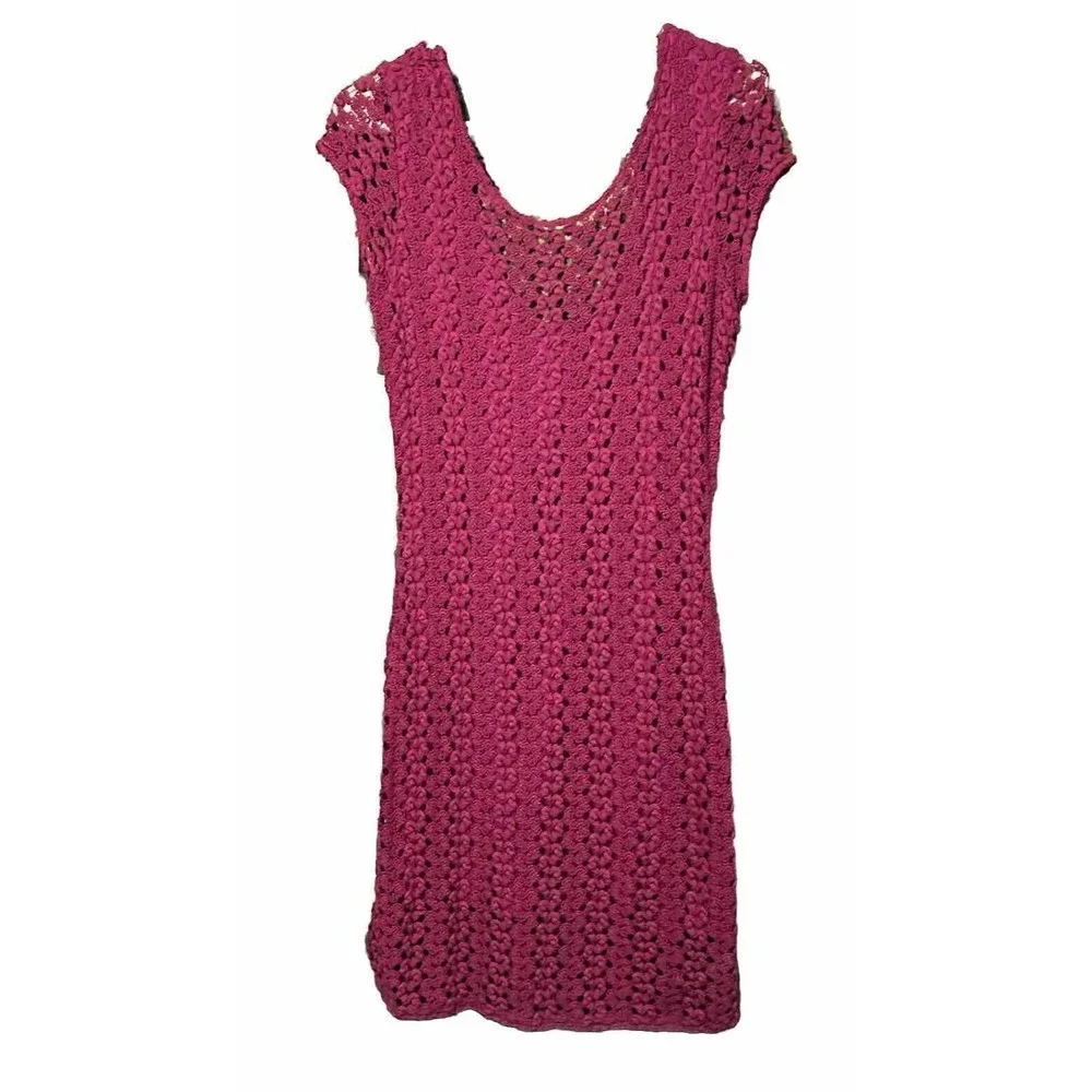 Free People Medium Fuchsia Crochet Dress‎ Scoop Neck $128 MSRP