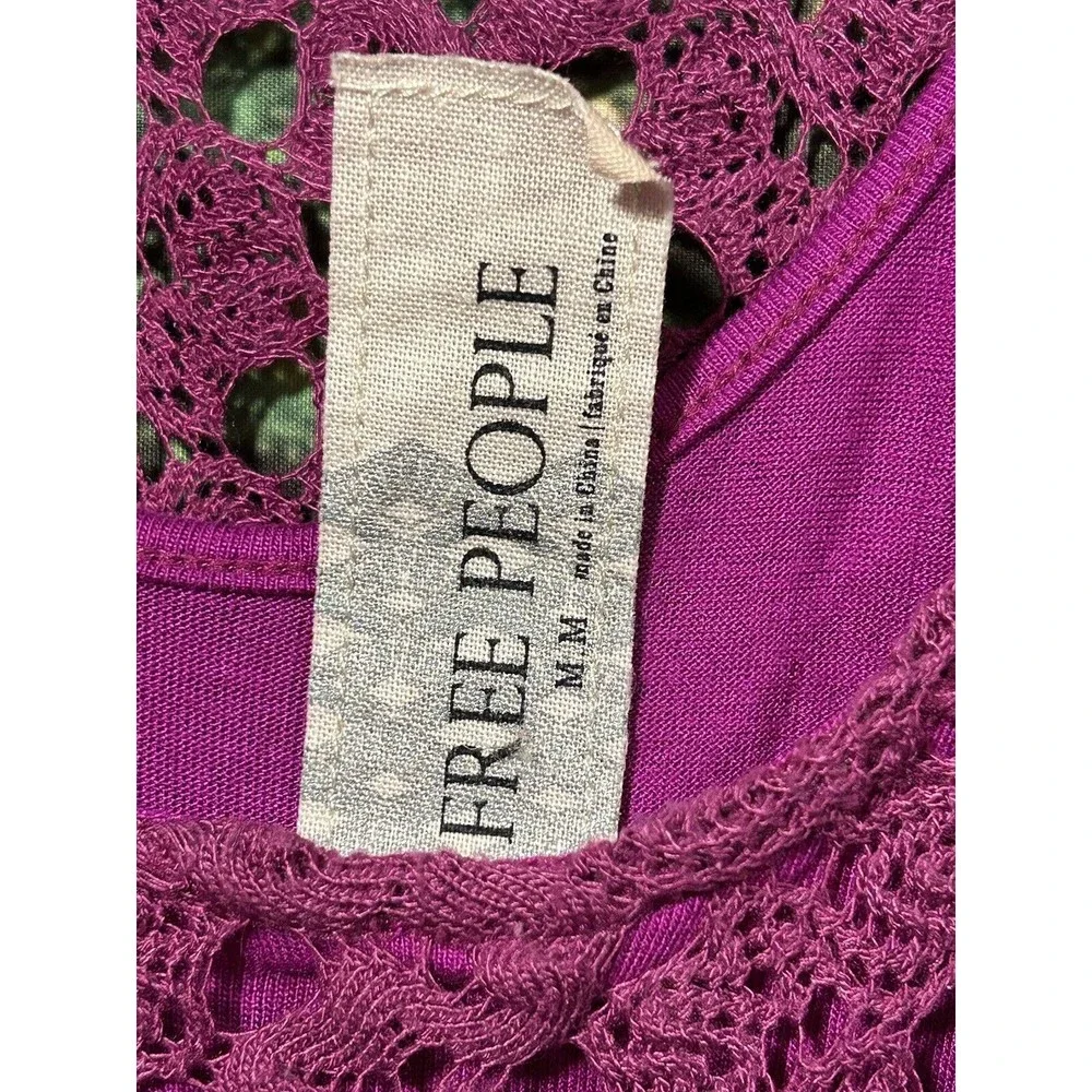 Free People Medium Fuchsia Crochet Dress‎ Scoop Neck $128 MSRP