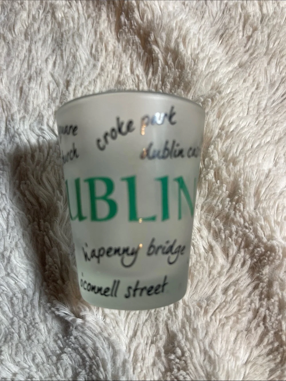 Dublin Frosted Souvenir Shot Glass - Green Text