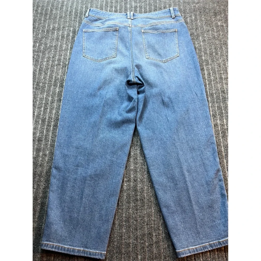 TALBOTS Relaxed Barrel Jean‎ Womens 14 Quinn Wash Blue Tencel Blend High Rise