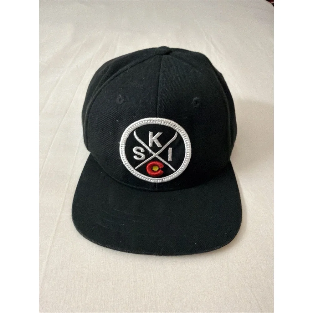 Colorado SKI SnapBack Hat Black Corduroy Skiing Hats Cap Men's‎ OSFM Limited