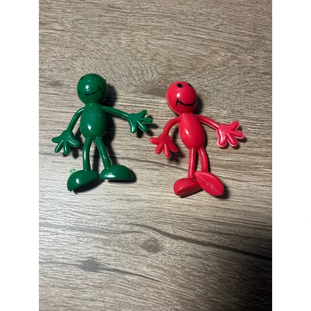 Funny Figures Toy‎ Lot Green Red Bendable Poseable Kids Play Fun