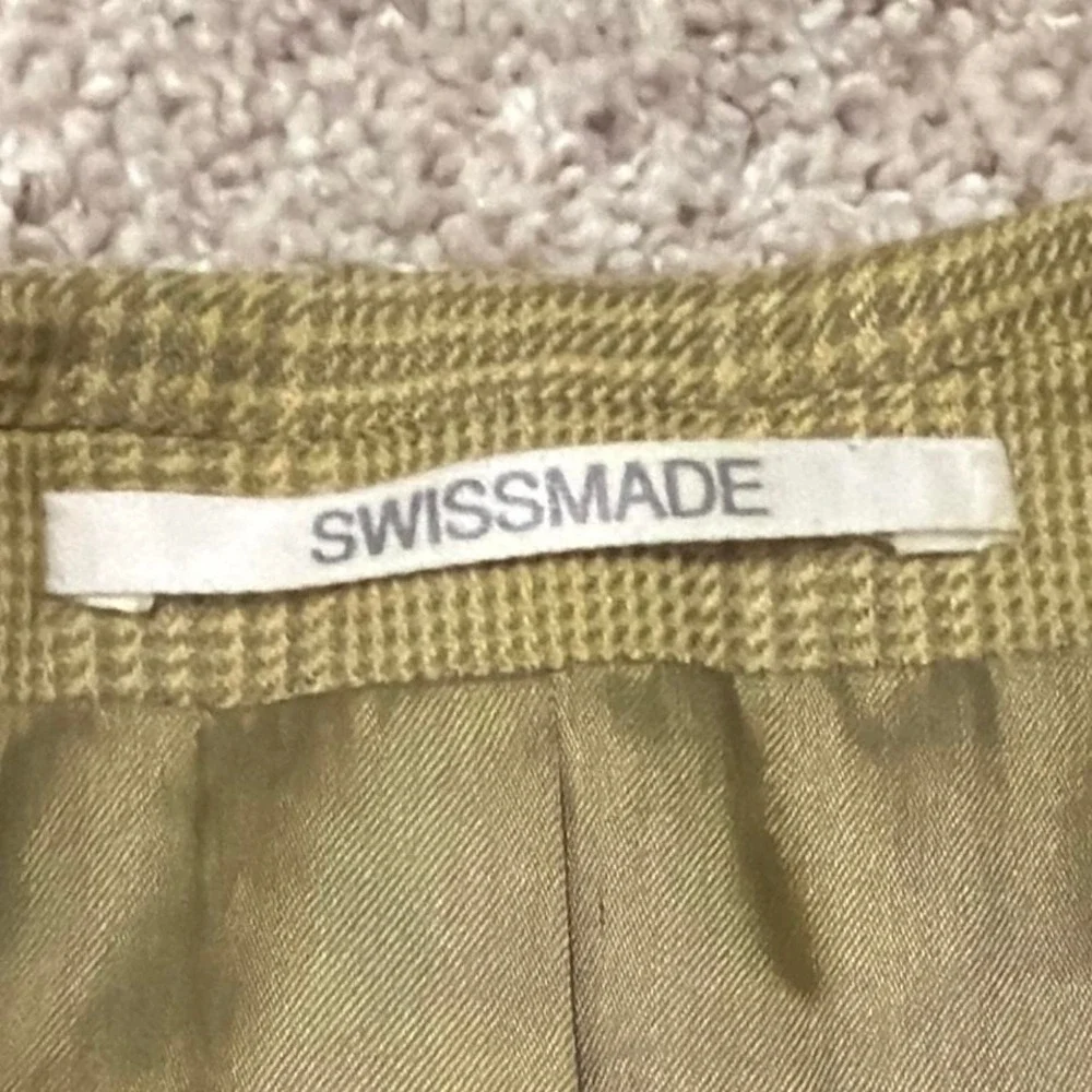 Rare 90s Vintage Hugo‎ Boss Virgin Wool Pin Stripe Blazer | Olive Plaid | 38R