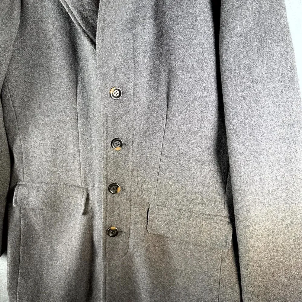 Tre Vero Wool Coat Men's XL Gray Inner Placket Front Notch Lapel Single Breasted