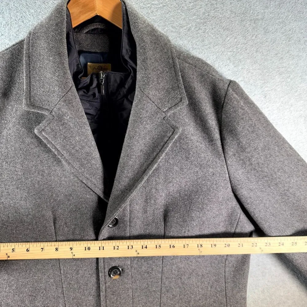 Tre Vero Wool Coat Men's XL Gray Inner Placket Front Notch Lapel Single Breasted