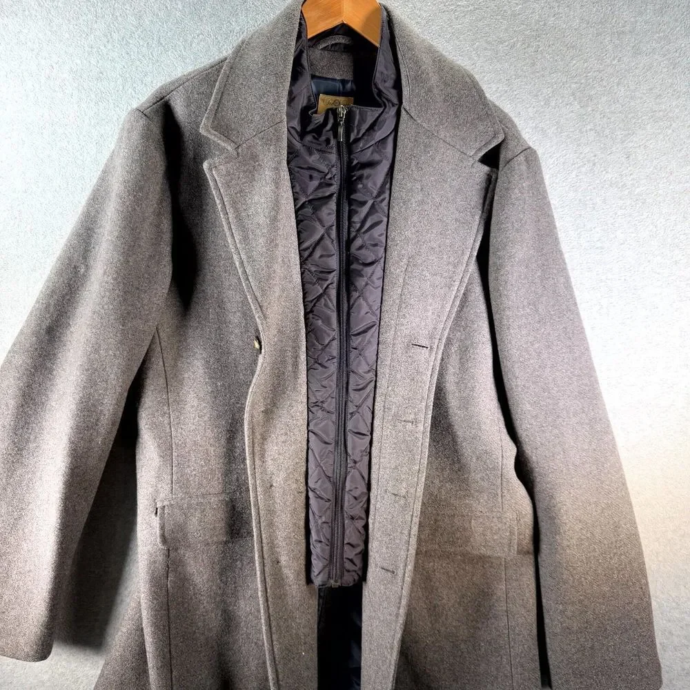 Tre Vero Wool Coat Men's XL Gray Inner Placket Front Notch Lapel Single Breasted