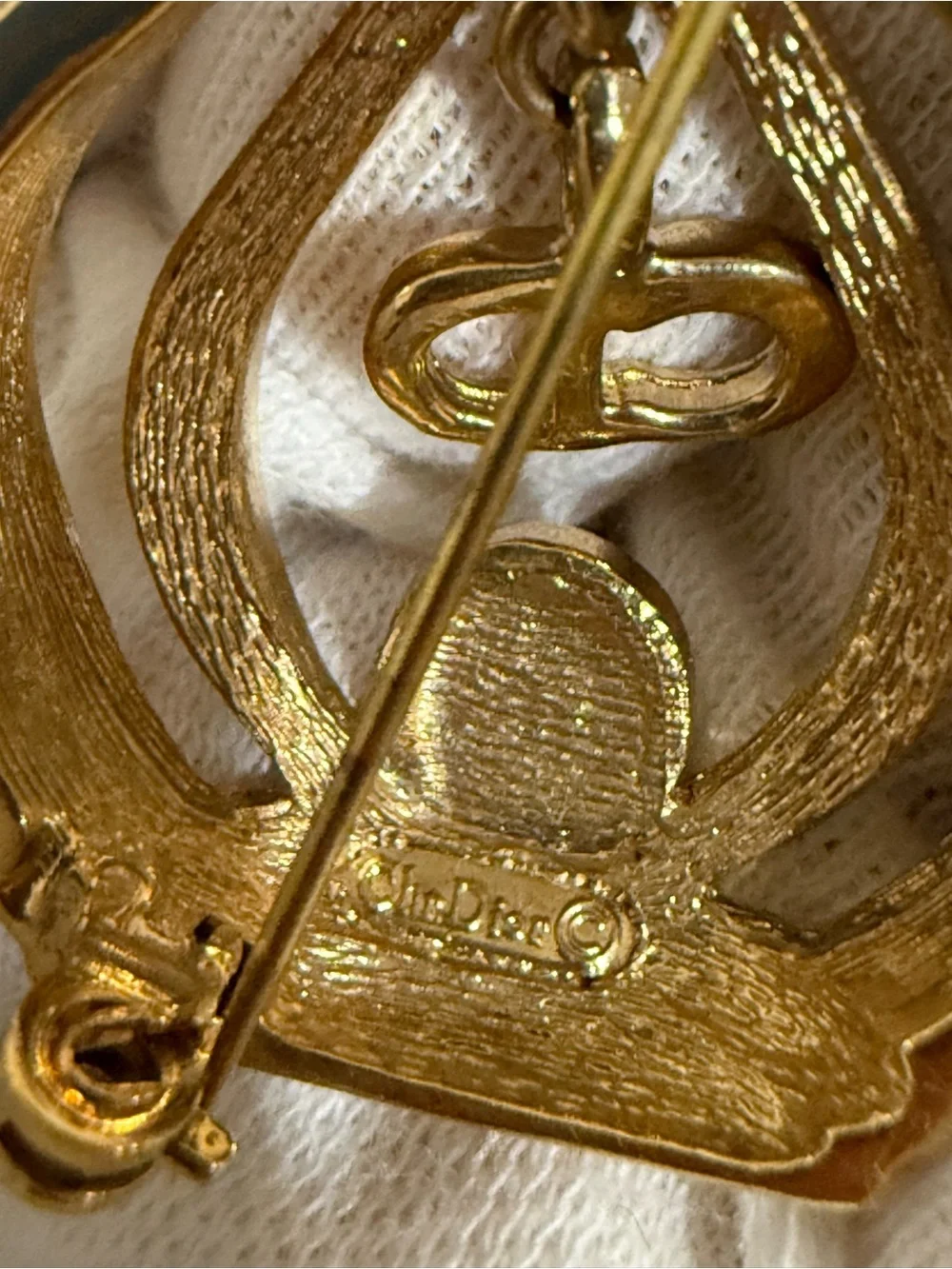 Vintage Dior Brooch Gold-Tone Swan Motif Brooch with Crystal Accent Comes w COA