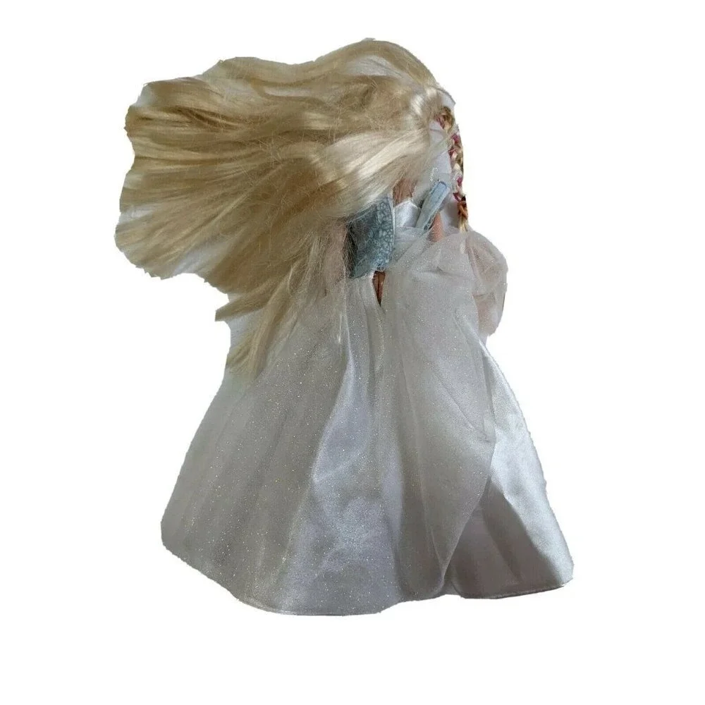 Mattel Barbie Doll Vintage Blonde Long Hair‎ Blue Lace White Glitter Gown G8361