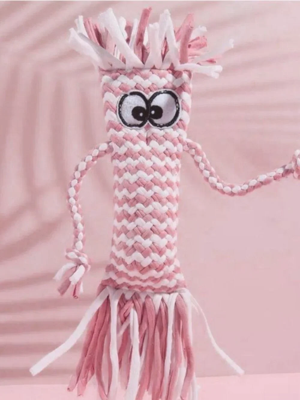 Bella Jaxony Soft Pink Fringed Squeaky Funny Character Three Toy Gift Packaged