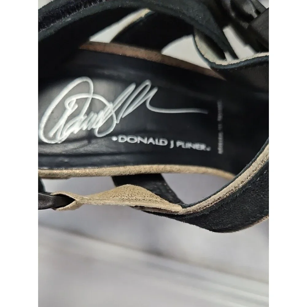 NWOT Donald J. Pliner Two-Tone Black and Tan High Heel Strappy Sandals 6M