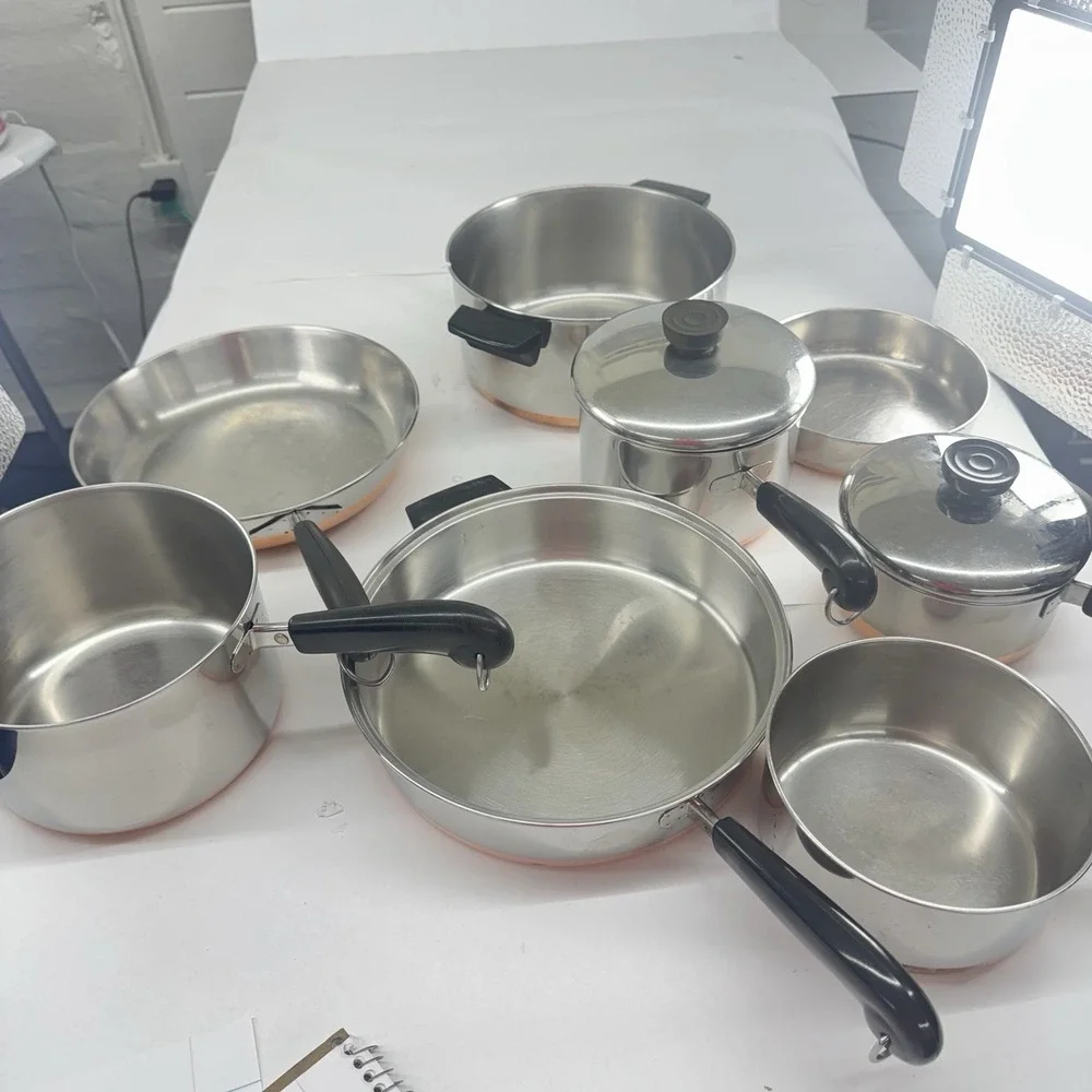 VTG 10 Pc Revere Ware 1801 Pots,Skillets, Lids   Clean. USA