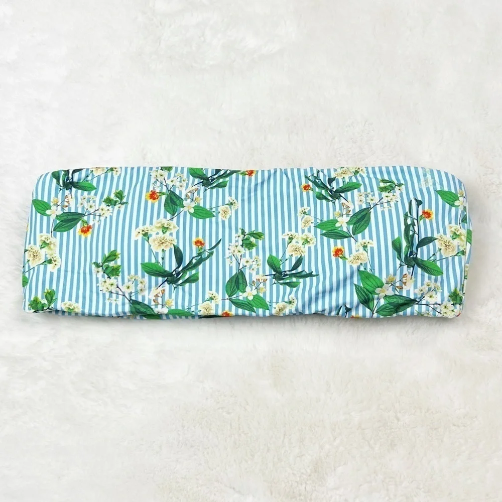 NEW Dippin’ Daisy’s Striped Floral Bandeau Bikini Top
