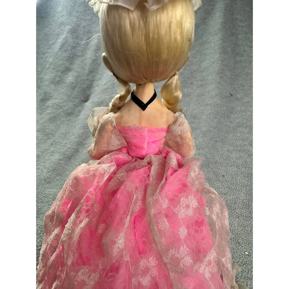 Vintage Bradley Style Pose Doll Pink Lace Dress Blonde Hair Large Eyes 1960s 70s