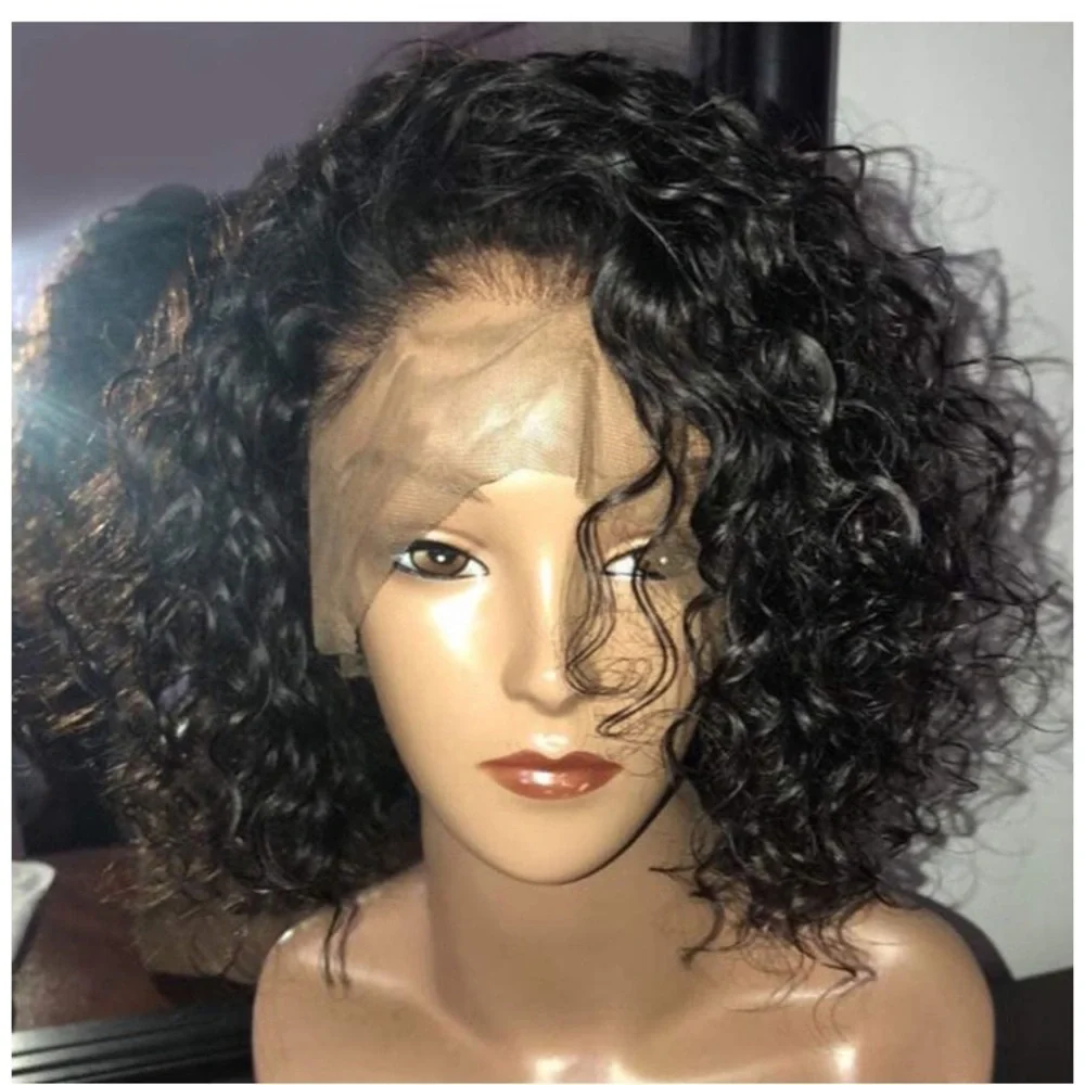 Short Bob Curly Human Hair Lace Front Wig