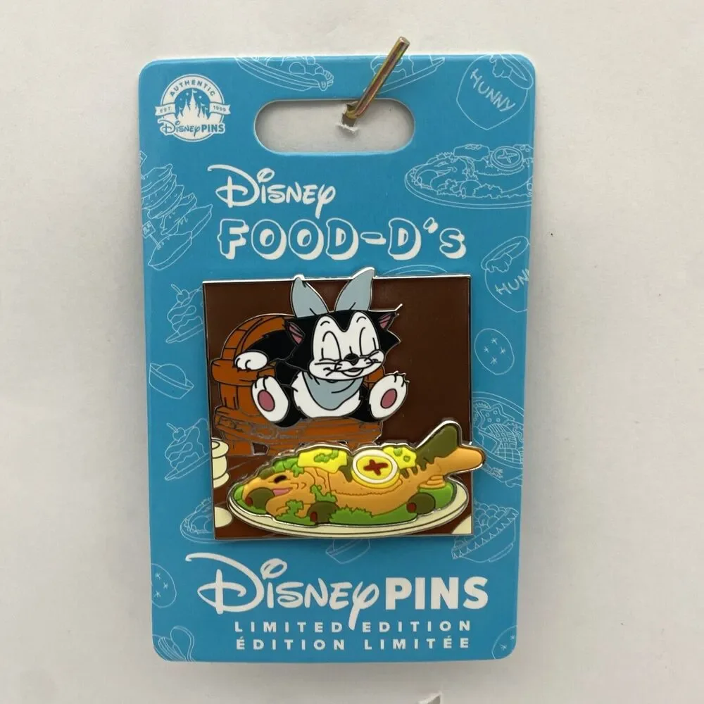 Disney Parks Pin Figaro Cat with Fish Food-D's Limited Edition 3D Pinocchiobr