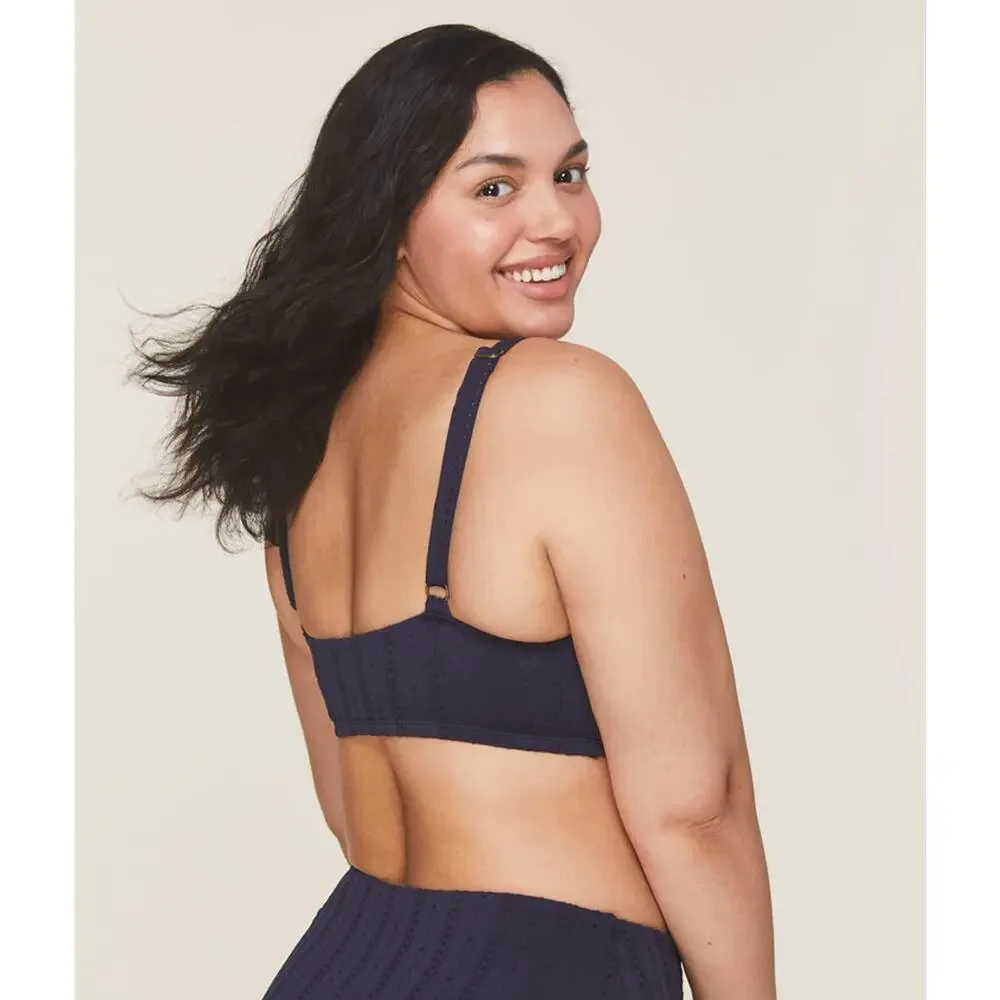 Andie Swim The Belmar Bikini Top In Navy Eyelet XS NWT