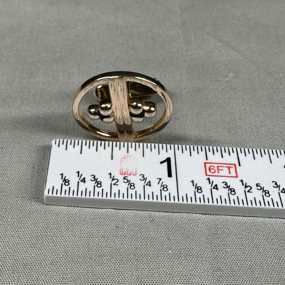 Vintage Swank Gold Tone Cufflinks Modernist Circle Bar‎ Design Mens Jewelry