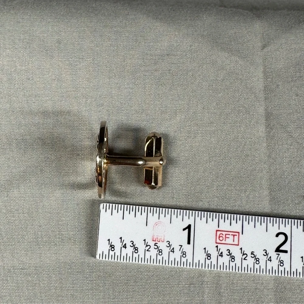 Vintage Swank Gold Tone Cufflinks Modernist Circle Bar‎ Design Mens Jewelry