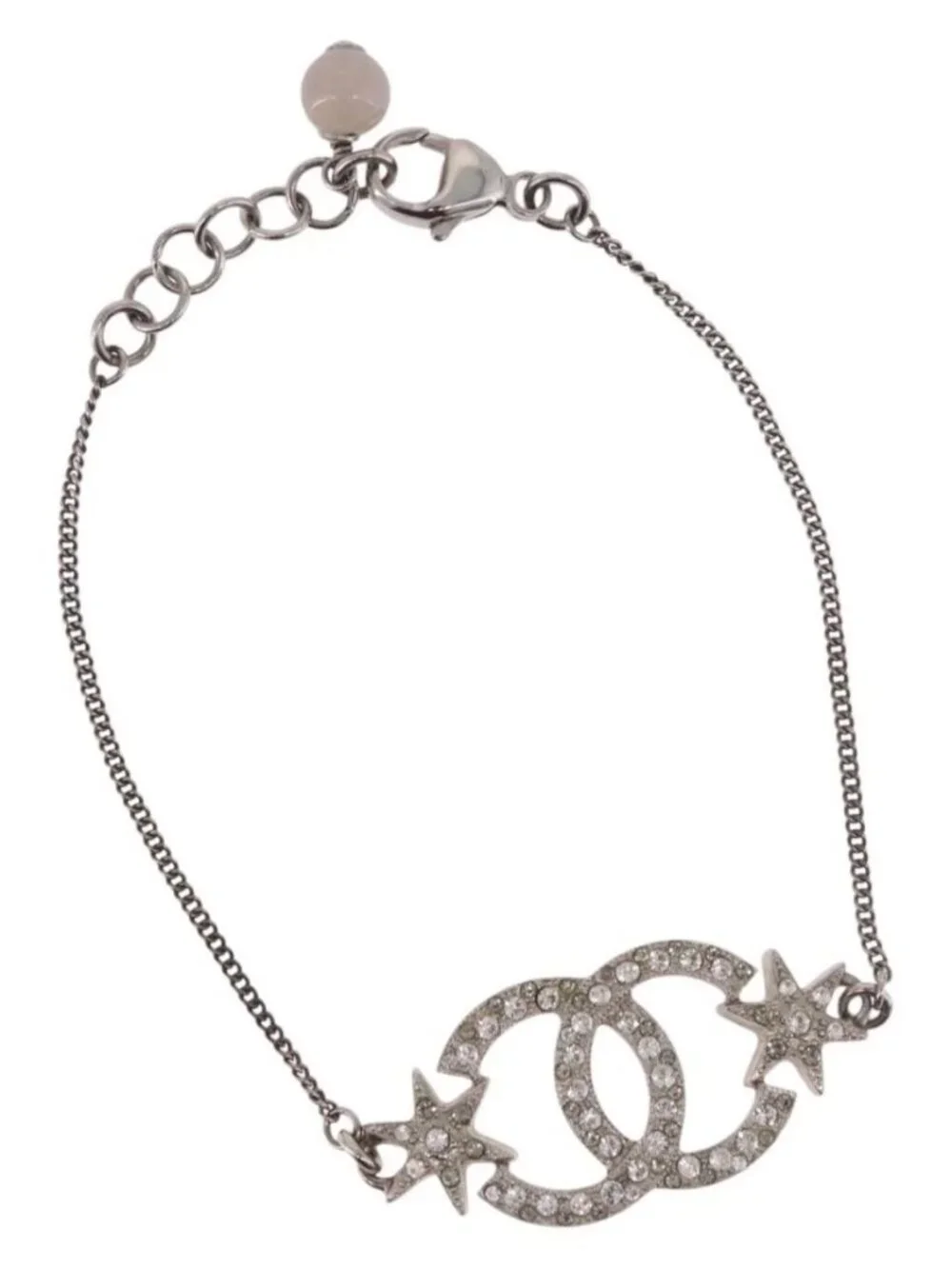 CHANEL Bracelet Metal Silver CC Auth BA13638M