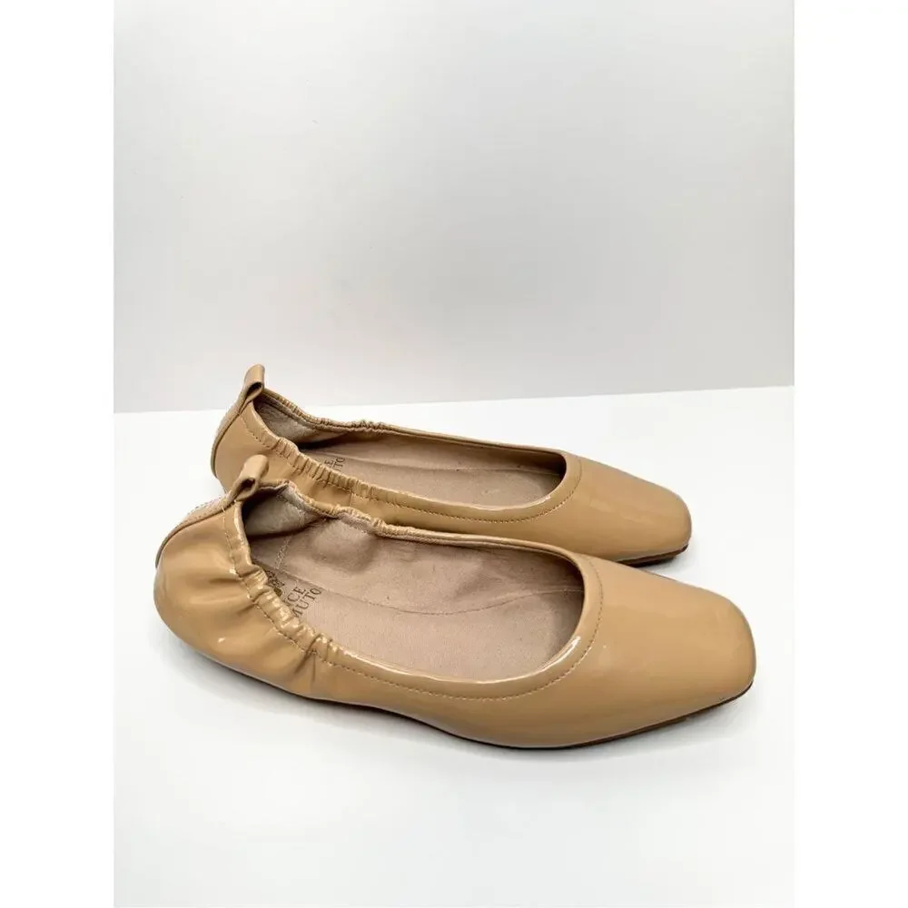 Vince Camuto Flats Womens Size 6 Tan Patent Leather Slip On‎ Ballet Shoes