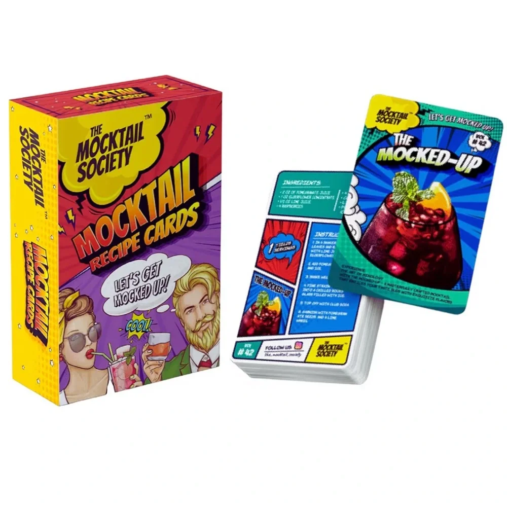 50 Mocktail Recipe Cards with Built-in Stand New in Box