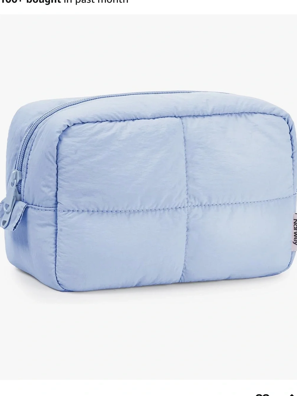 Quilted Puffer Makeup/Cosmetic/ Toiletry/ School Supplies Bag Blue NWT Travel