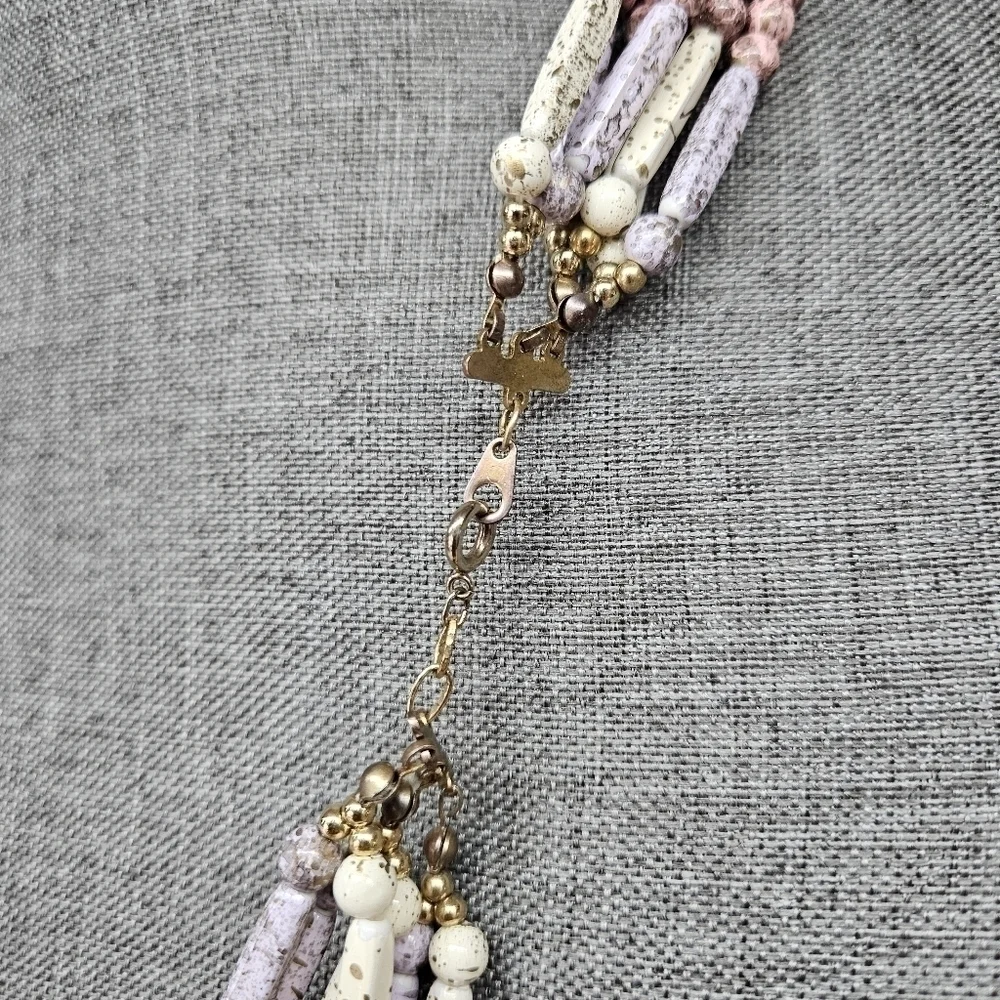 VINTAGE Multi-Strand Pastel Splatter Plastic Bead Beaded Convertible Necklace