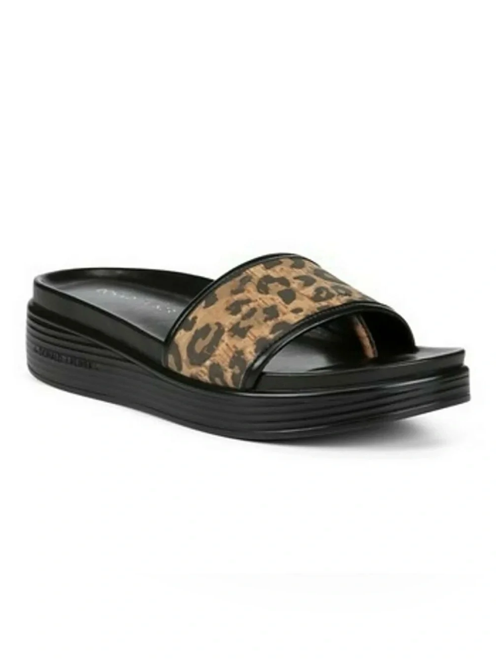 Donald Pliner Leopard Sandals Women's Fiji Sz 9.5M Leather Slip On Wedge Comfort