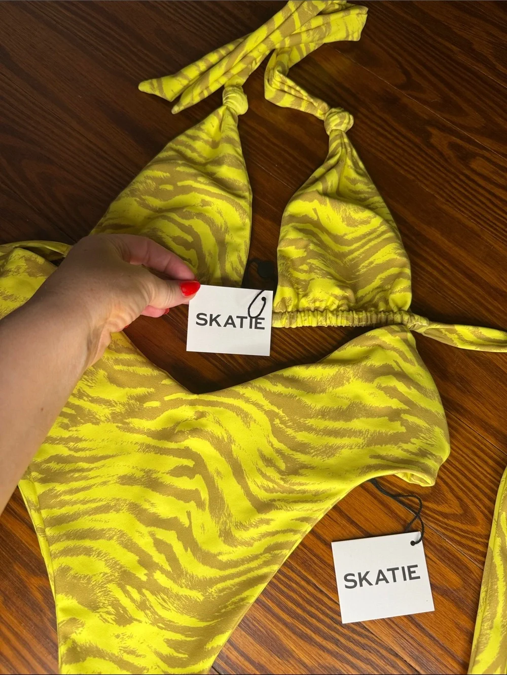 SKATIE Yellow Zebra-Print bikini